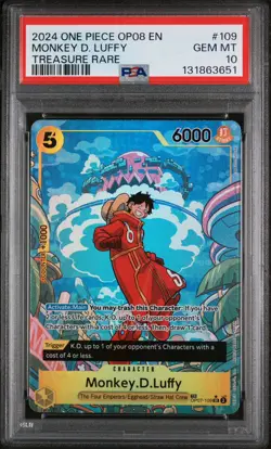 One Piece Monkey D. Luffy PSA 10 English Card OP07-109 2024 Treasure Rare - Image 3