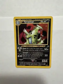 Pokemon TCG Tyranitar Neo Discovery Holo Card 12/75 Unlimited Rare MP Condition - Image 1