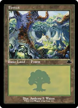 Near Mint, English - 2 x MTG Forest (411) - Foil - Retro Frame Dominaria Remaste - Image 1