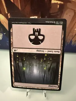 Swamp 287 - MTG Magic the Gathering - NEO - Error Misprint Miscut Crimp LP - Image 3