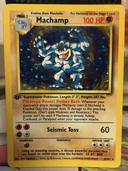Machamp 8/102 1st Edition Holo Base Set Pokemon LP -See description for details - Image 1