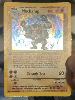 Machamp 8/102 1st Edition Holo Base Set Pokemon LP -See description for details - Image 3
