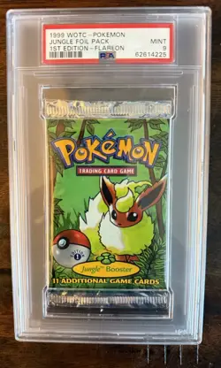 1999 1st Edition Pokemon Jungle Booster Pack Flareon Artwork Graded PSA Mint 9 - Image 1