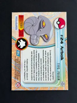 Pokemon - TV Animation - TOPPS - #24 Arbok - Blue Logo - Occasion - FR - Image 2