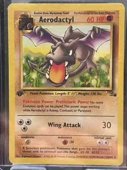 AERODACTYL #16/62 NON HOLO 1999 POKEMON FOSSIL 1ST EDITION MP (SEE PHOTOS) - Image 1