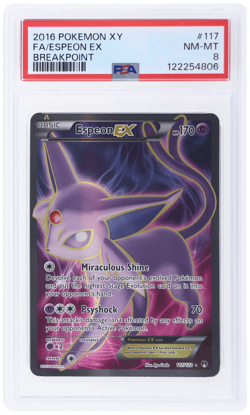 2016 Pokemon XY Breakpoint Espeon Ex #117 PSA 8 - Image 1