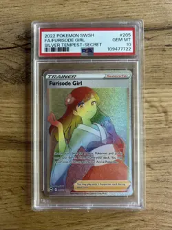 Pokemon Holo Furisode Girl Secret Rare Silver Tempest 205/195 PSA 10 - Image 1