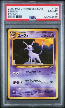 PSA 8 - Espeon - #196 - Neo File 2 - Japanese - Pokemon Card - Image 1