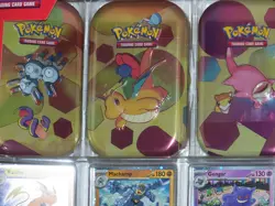 Rare Pokemon 4 Pack Tin Set TCG Scarlet & Violet 151 booster pk + coin, art card - Image 3