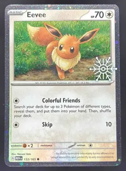 2023 Pokemon Gaming SV 151 - MEW EN Eevee #133/165 HOLO HOLIDAY STAMP - Image 1