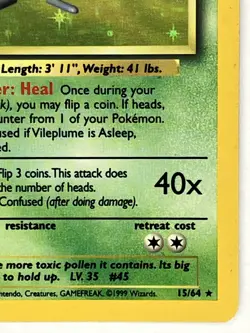 Vileplume MP 15/64 Unlimited Jungle Pokemon TCG Holo - Image 5