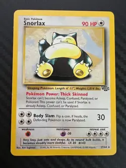 Pokemon TCG Snorlax Non-Holo Rare Card 27/64 Jungle Unlimited DMG - Image 1