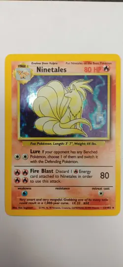 Ninetales Holo Pokemon Card 12/102 Base Set Near Mint - Image 1