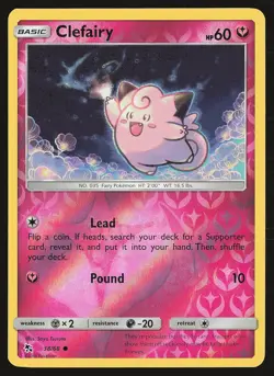 Hidden Fates Clefairy (38) #38/68 Reverse Holo Pokemon Card - Image 1