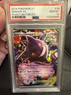 2014 POKEMON XY PHANTOM FORCES #34 GENGAR EX PSA 10 English Gem Mint - Image 1