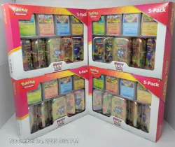 Pokemon TCG 151 Mini Tins 5-Pack Costco Bundle Compete Never Opened 4 sets MIMB! - Image 1