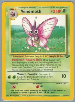 Pokemon Venomoth 29/64 Non Holo Jungle Unlimited LP - Image 1
