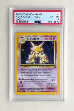 2000 Pokemon Game Alakazam Holo #1 Base Set II EX-MT PSA 6 - Image 1