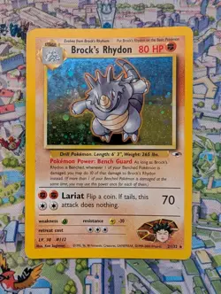 Brock's Rhydon 2/132 Holo Rare Gym Heroes LP/MP Vintage WOTC - Pokemon TCG - Image 1