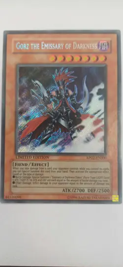 YUGIOH GORZ THE EMISSARY OF DARKNESS SECRET RARE RP02-EN000 LIMITED EDITION - Image 1