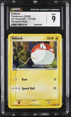 CGC 9 MINT Voltorb 2005 EX Emerald 71/106 Reverse Holo STAMPED Pokemon Card - Image 1