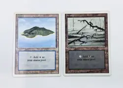 VINTAGE MTG ERROR CARDS: Revised (3rd Ed, 1994) Island & Swamp w/ CRIMP Errors! - Image 1