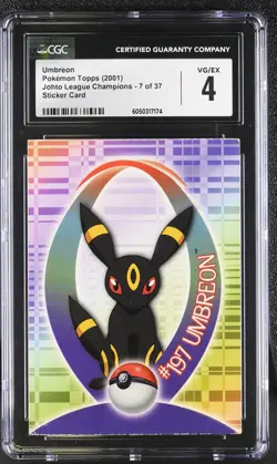 CGC 4 Umbreon 2001 Johto League Champions 7 of 37 Sticker Pokemon Card - Image 1