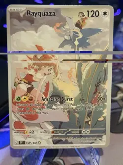 Custom Pokemon Rayquaza Waifu Doujin ACG DIY Trainer Full Art Card - Image 1