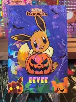 ??Non-TCG Pumpkin Eevee Ice Holo??Halloween Card Database Pokemon 2025 Peru?? - Image 1