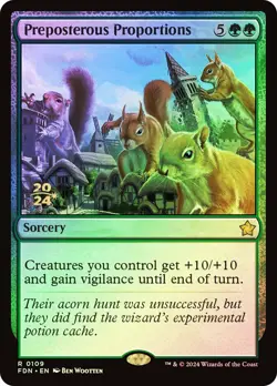 MTG FOIL Preposterous Proportions Prerelease Foundations - Promo: Date Stamped - Image 1