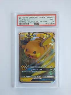 2019 Pokemon SM Black Star Promo Hidden Fates Tins #SM213 Raichu GX PSA 9 - Image 1