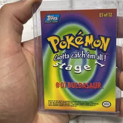 1999 Topps Pokemon Movie Edition Evolution Bulbasaur E1 Non Holo NM Blue Logo - Image 3