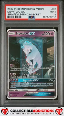 2017 Pokemon Sun & Moon Shining Legends #78 Mewtwo Gx Secret PSA 9 - Image 1