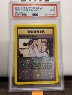 2002 Pokemon Professor Elm Best of Game Holo SWIRL Promo #3 PSA 9 Mint - Image 1