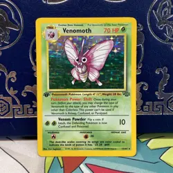 1999 Pokemon Venomoth Holo Rare 1st Edition Jungle 13/64 LP Card - Image 1