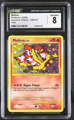 CGC 8 Moltres 2009 Supreme Victors 149/147 Holo Pokemon Card - Image 1