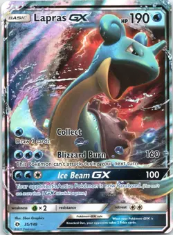 Pokemon Card Lapras GX 35/149 Sun & Moon Base Set Ultra Rare - Image 1