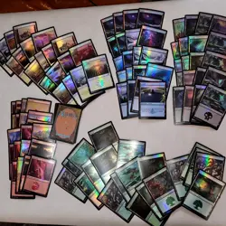 100 Foil Basic Lands Plains island Swamp Mountain Forest Mana Collection MTG - Image 1