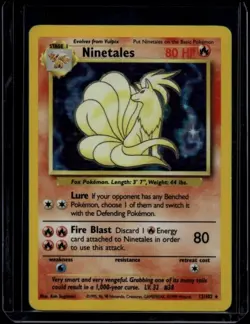 Pokemon TCG Ninetales 12/102 Base Set Holo HP/DMG - Image 1