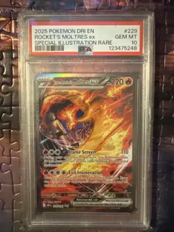 Team Rocket's Moltres EX 229/182 Destined Rivals Pokemon PSA 10 - Image 1
