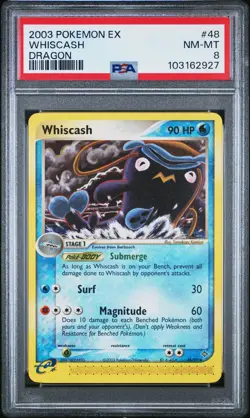 2003 POKEMON EX DRAGON #48 WHISCASH PSA 8 - Image 1