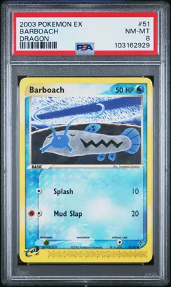 2003 POKEMON EX DRAGON #51 BARBOACH PSA 8 - Image 1