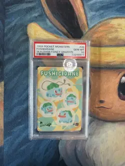1999 Pokemon Bandai Bulbasuar #20 Fushigidane Sealdass Fancy Graffiti 💎PSA 10 - Image 1