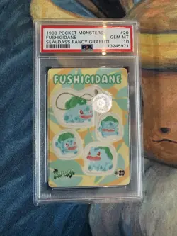 1999 Pokemon Bandai Bulbasuar #20 Fushigidane Sealdass Fancy Graffiti 💎PSA 10 - Image 2