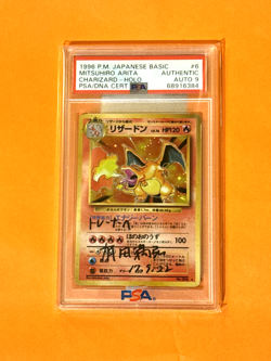 1996 Charizard Japanese Authentic Autographed by Mitsuhiro Arita Auto 9 PSA - Image 3