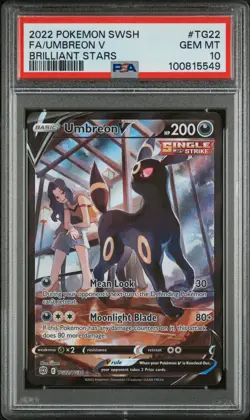 2022 POKEMON SWORD & SHIELD BRILLIANT STARS #TG22 FULL ART/UMBREON V PSA 10 - Image 1