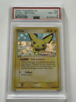 2005 Pokemon Ex Emerald - Pikachu Rev.Foil #59 PSA 8 NM-MT - Image 1