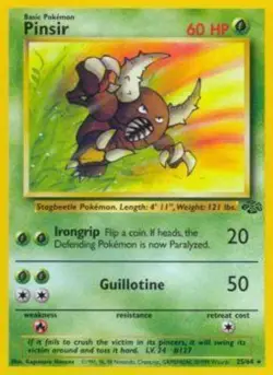 Slightly Played - 1 x Pokemon Pinsir - 25/64 - Rare - Unlimited Edition Jungle - Image 1
