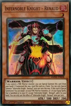 AMDE-EN038 INFERNOBLE KNIGHT - RENAUD SUPER RARE 1ST EDITION YuGiOh CARD - Image 1