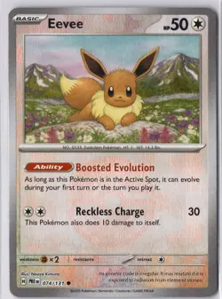 Eevee Poke Ball Reverse Holo 074/131 Prismatic Evolutions Pokemon Card NM - Image 2